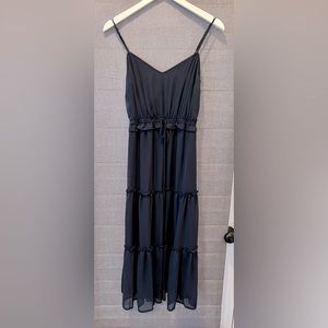 Navy Blue Tiered Midi Dress